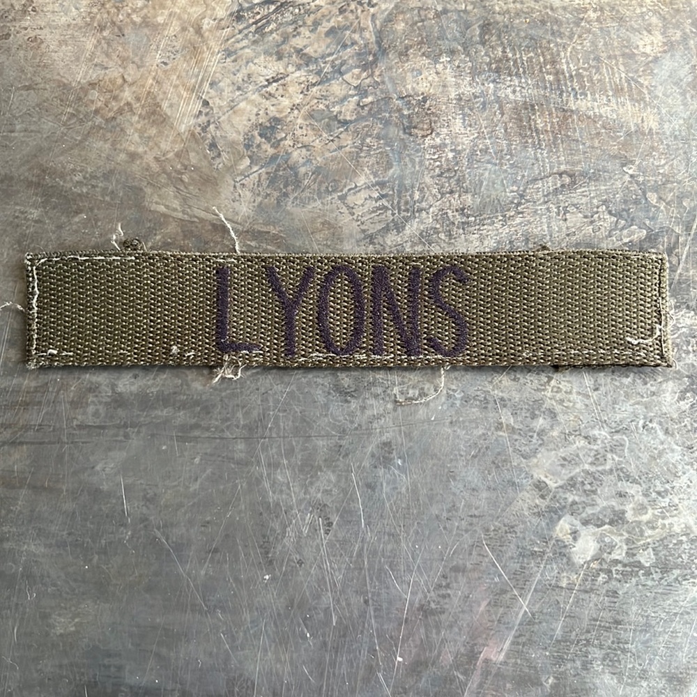 LYONS Embroidered Vintage ‘Army Green’ Military Name Tape Patch